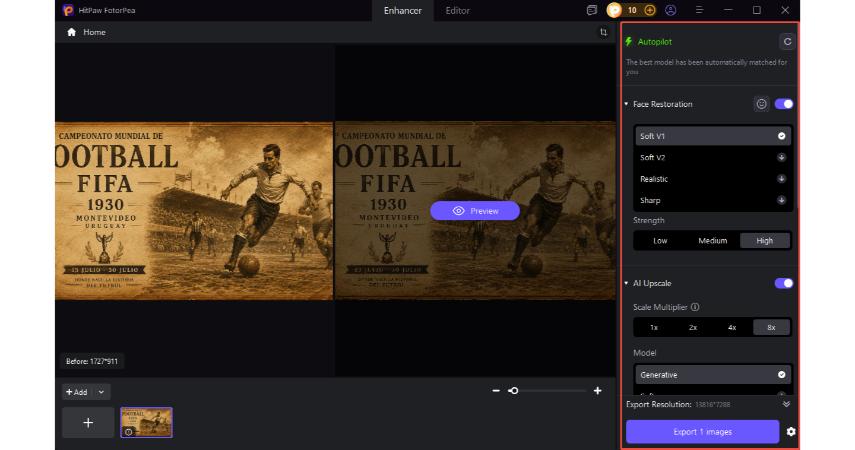 Selecting AI enhancement and upscaling options