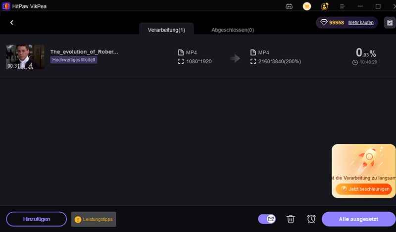 cloud-beschleunigungsfunktion in hitpaw vikpea