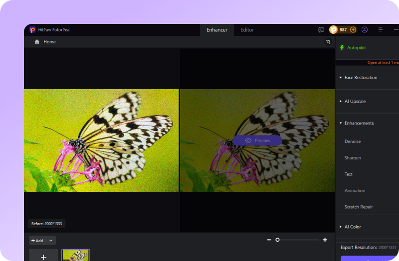 select ai model to denoise the images