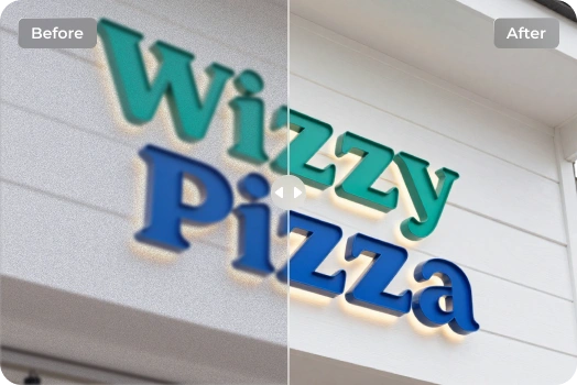 blurry store sign text