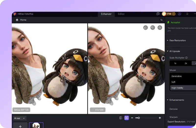 high quality ai images after processing with refined details