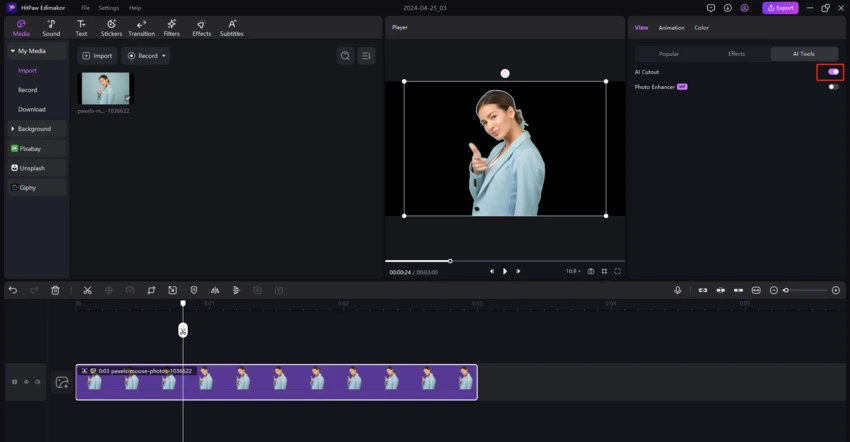 Remove existing background using ai photo cutout