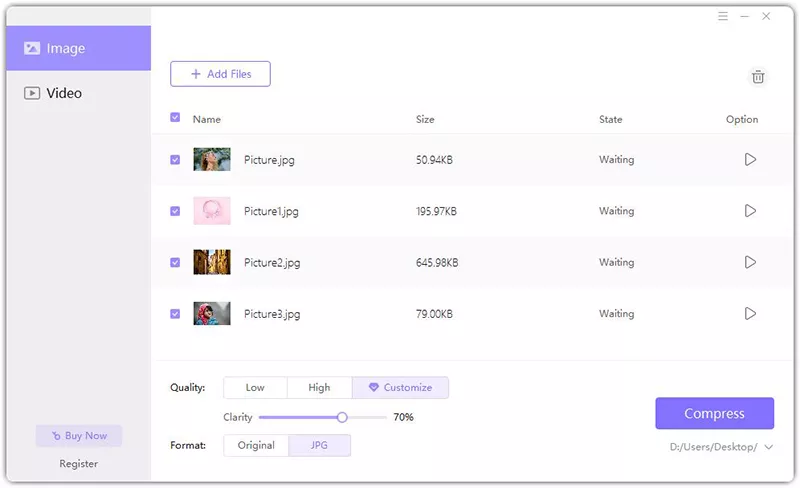 choose quality and format