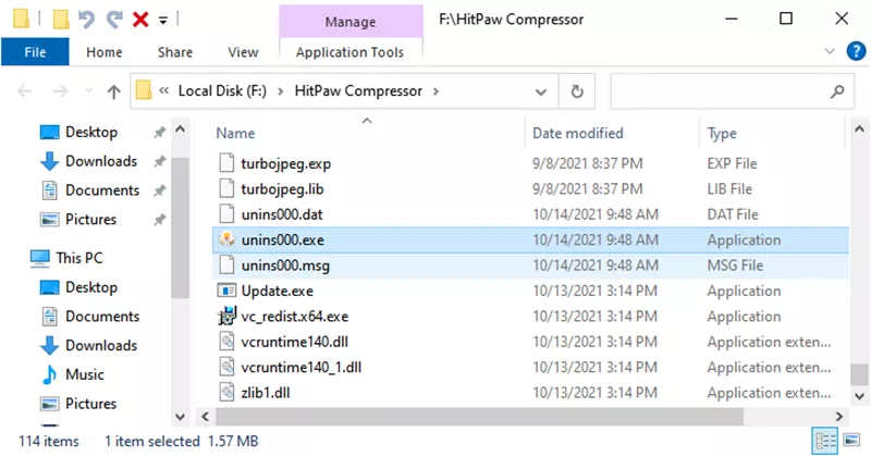 uninstall hitpaw compressor
