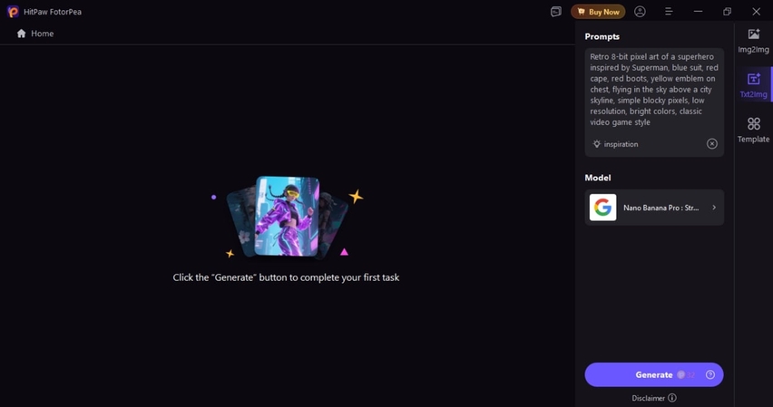 choose text-to-image mode add prompt