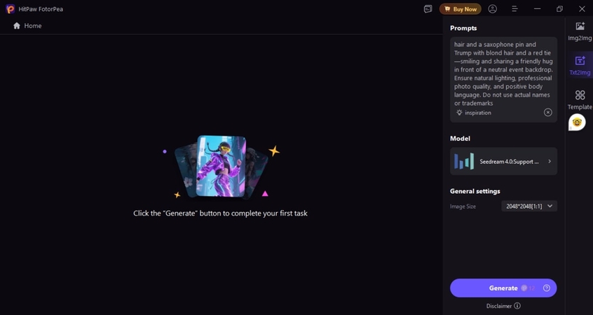 use text-to-image mode to generate