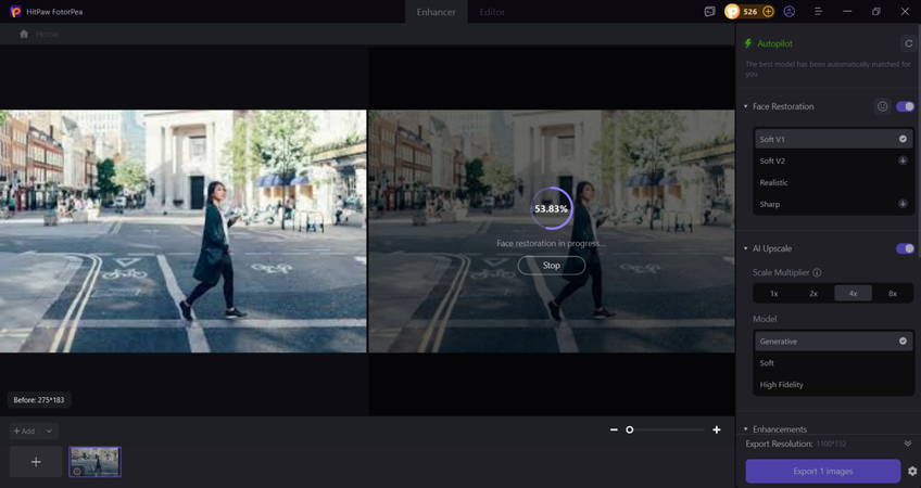 ai processing and improving street photography details