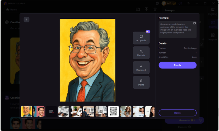 ai generated caricature with hitpaw