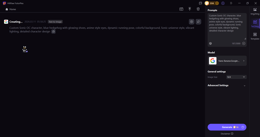 ai creating sonic oc character