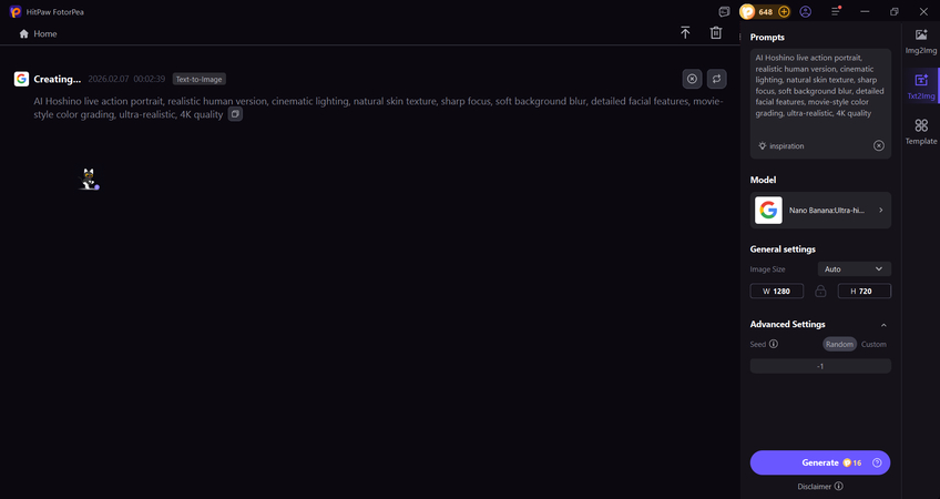 ai creating realistic hoshino live action effects