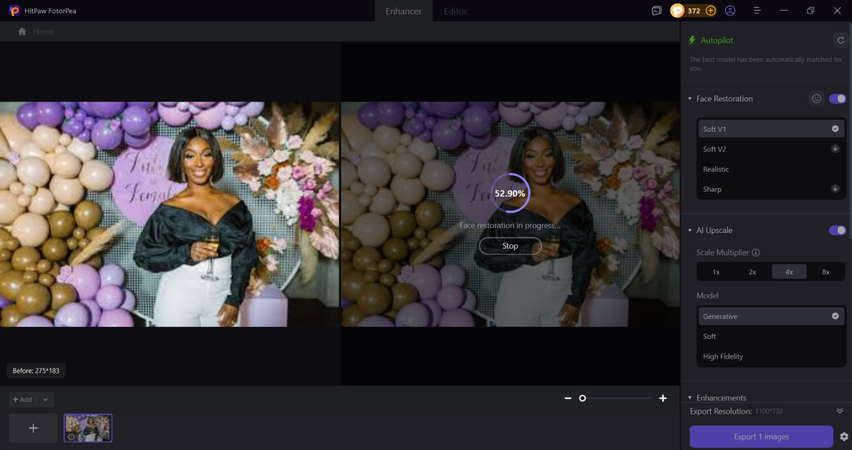 ai enhancing women's day photo