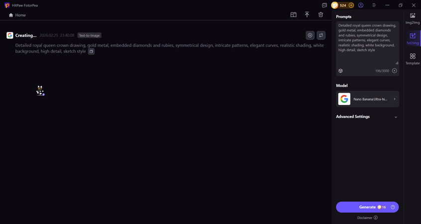 ai generating queen crown drawing reference