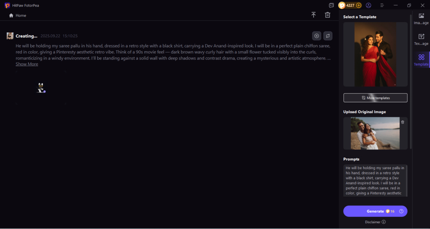 AI generating transformed photo