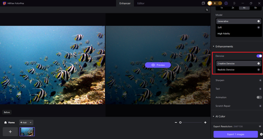 ai sharpening an image automatically