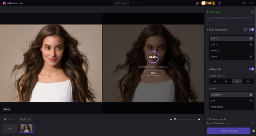 ai enhancing the photo quality