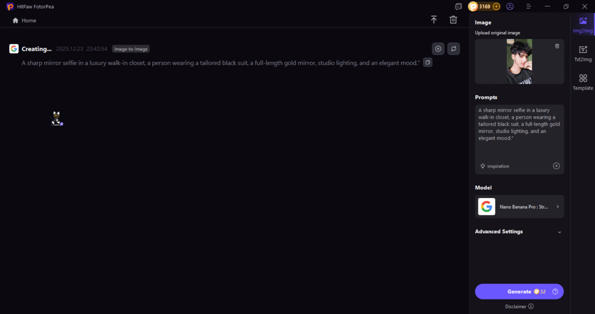 AI generating transformed photo