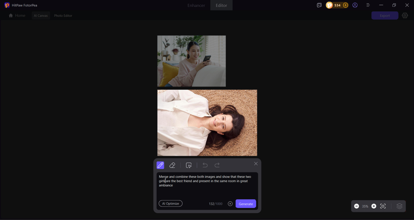 hitpaw fotorpea يمزج صورتين بالذكاء الاصطناعي