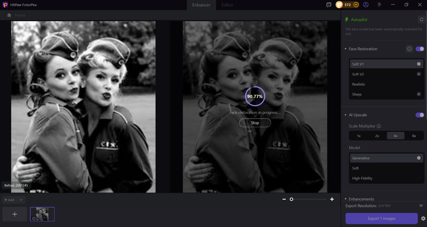 ai restoring and enhancing old military photo