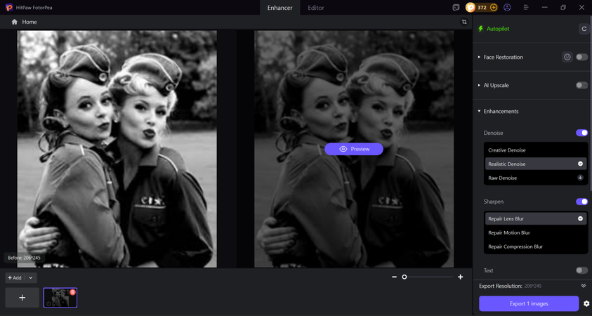 upload old military photo and enable ai enhancement