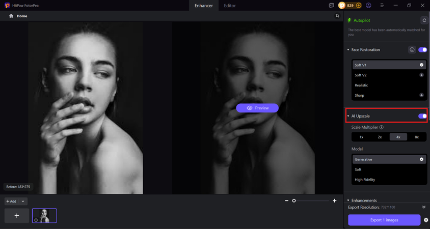 upload an image and enhance it