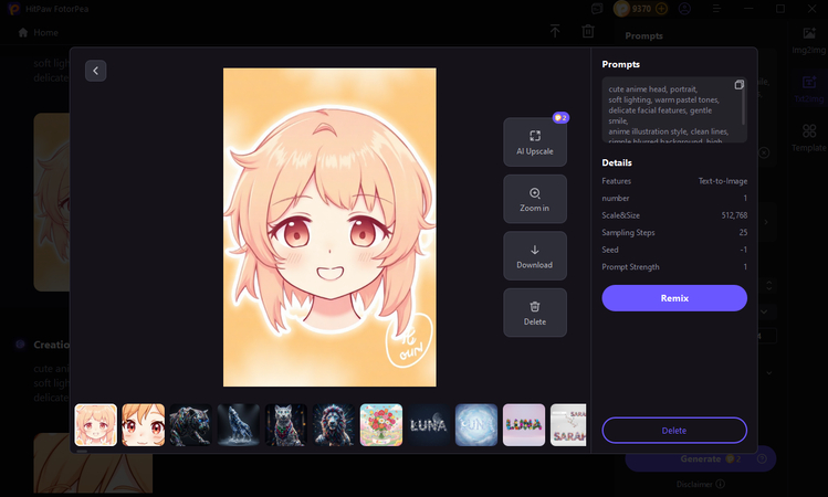 generate anime head with fotorpea
