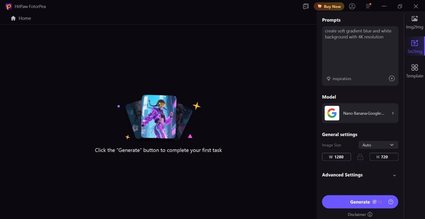 hitpaw fotorpea prompt for blue and white background creation