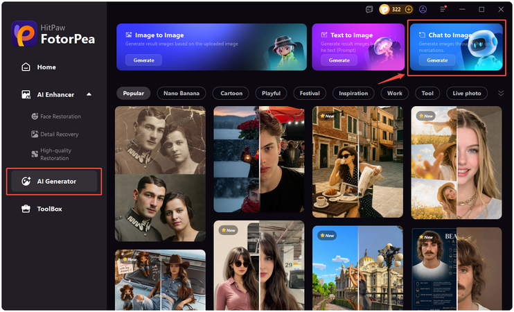 go to the chat to image feature