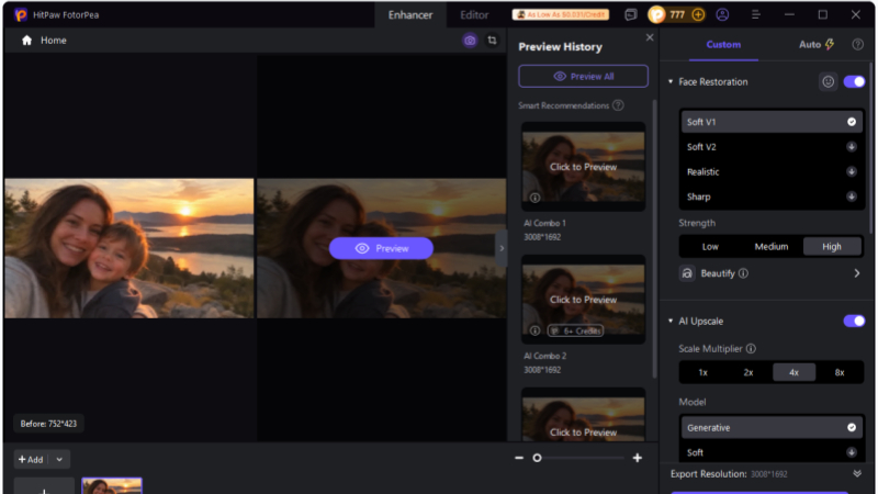 choosing an ai model in hitpaw fotorpea auto mode