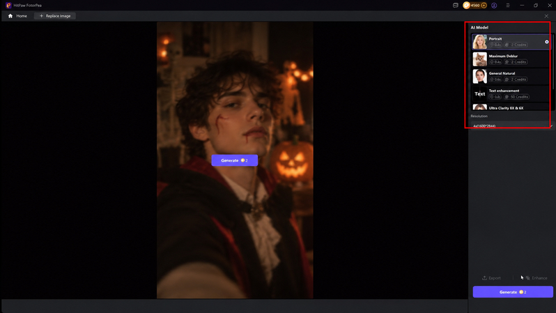 Select AI model to enhance Halloween wallpaper