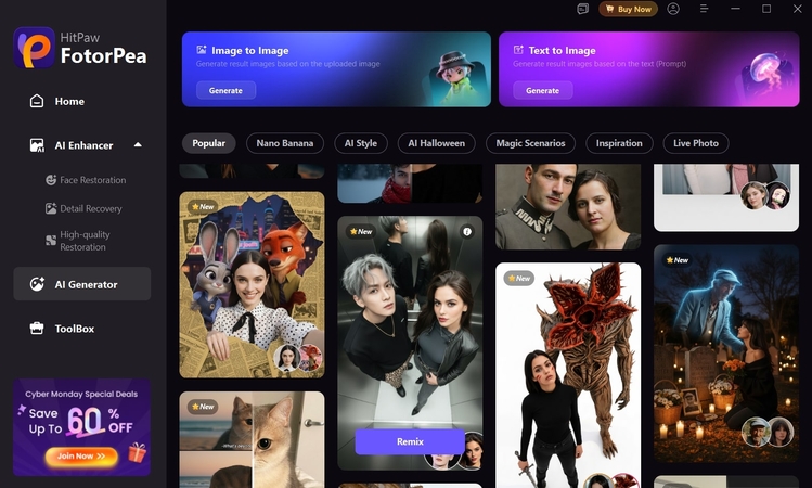 click ai generator using hitpaw fotorpea