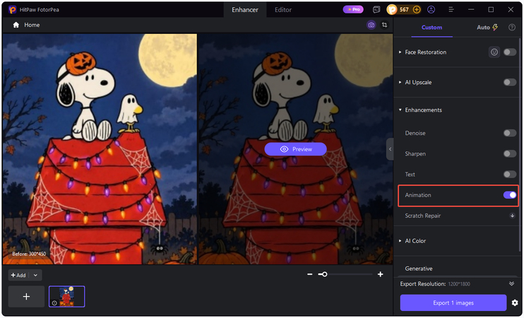 choose a suitable ai model to enhance the snoopy halloween wallpaper