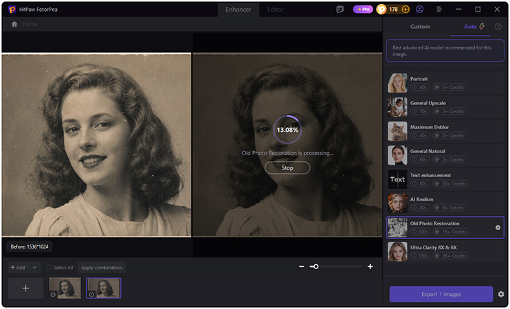 selecting ai model for old photo enhancement