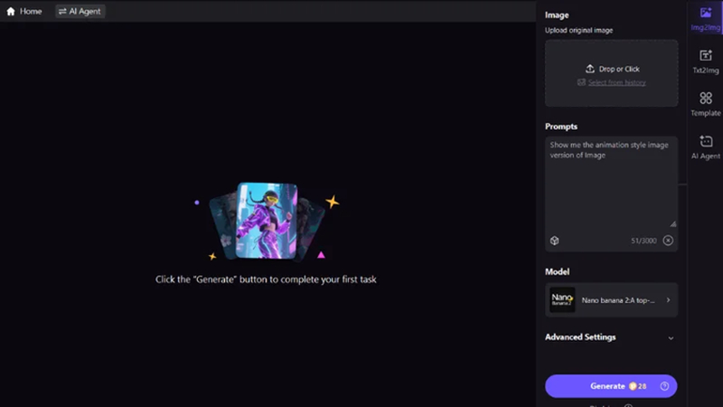 choose image to image option to add shadows to image