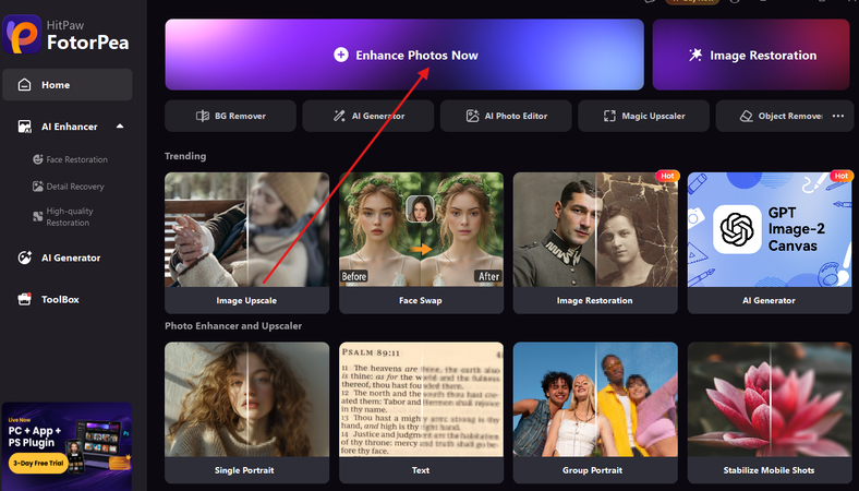 click enhance photos now in hitpaw fotorpea
