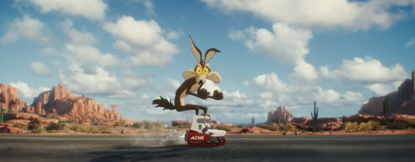 wile e. coyote riding an acme skate