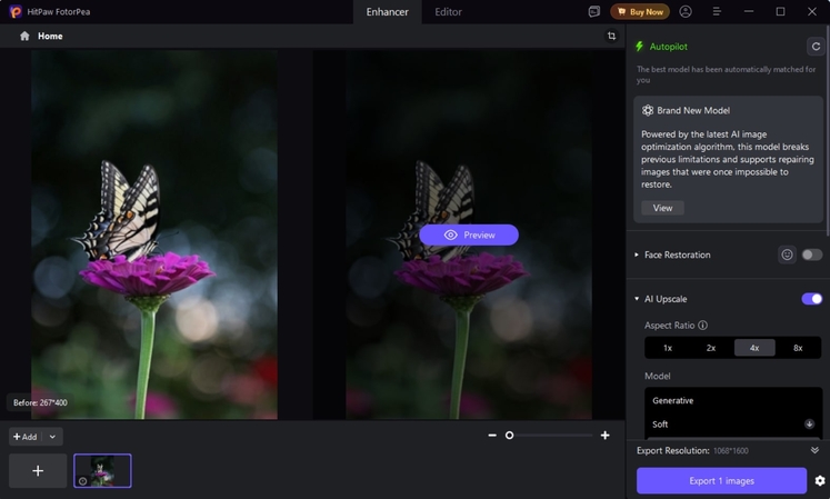 preview ai upscale model fotorpea