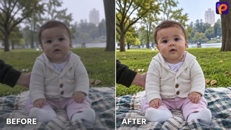 blurry baby photo enhanced with hitpaw fotorpea