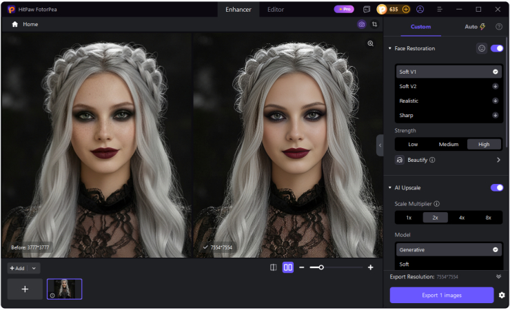 Enhance image details with AI Enhancer