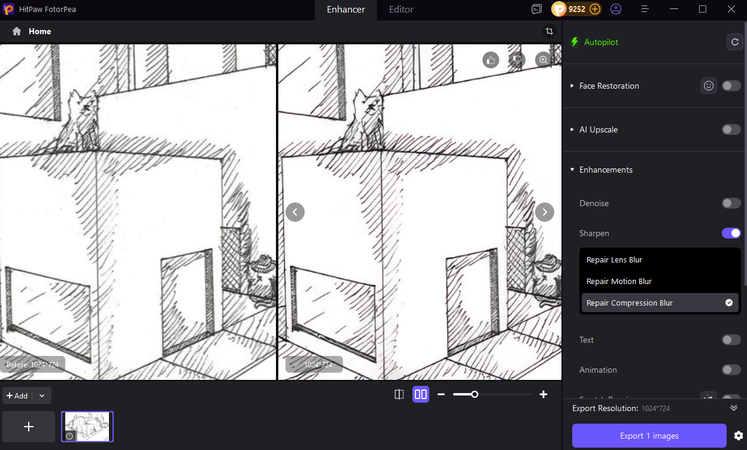 تحسين صورة الرسم باستخدام fotorpea