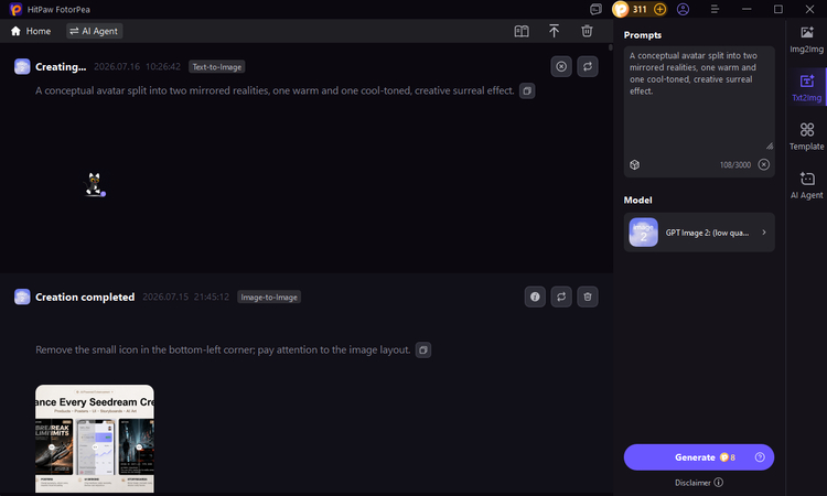 : enter chosen text prompt