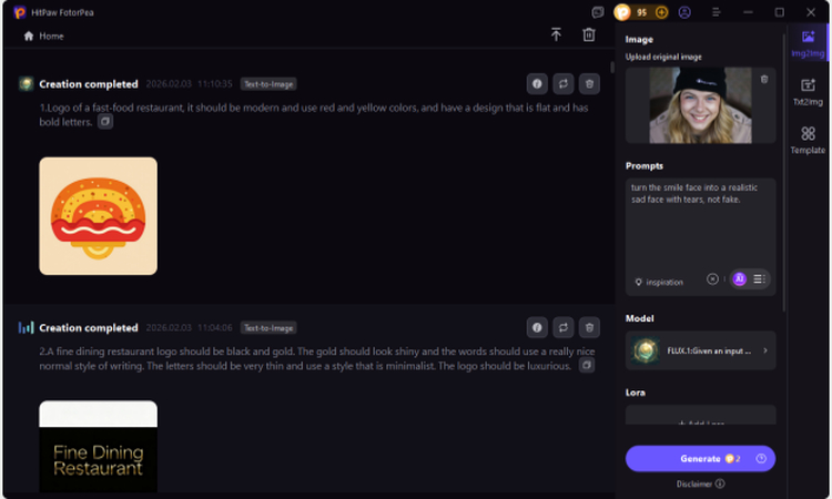 enter the prompts of sad face