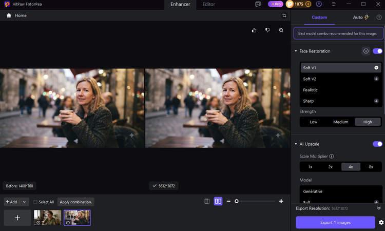 Preview and export the enhanced image