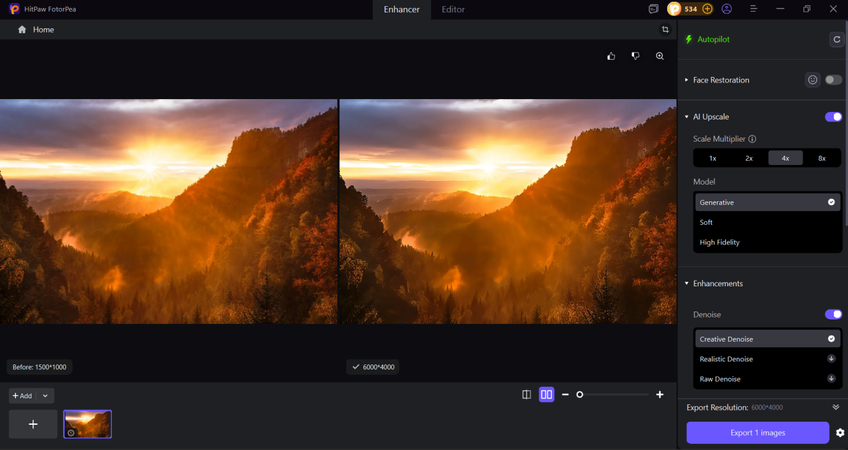save enhanced golden hour image