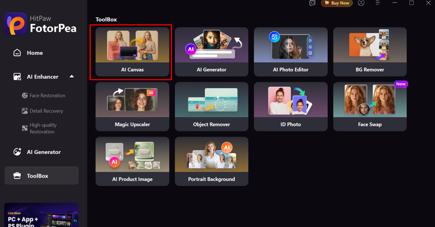 FotorPea AI Canvas interface