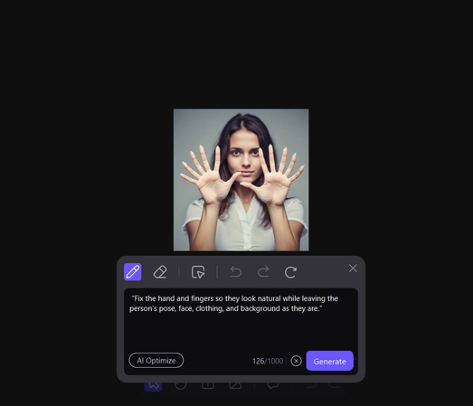 AI Canvas hand correction prompt