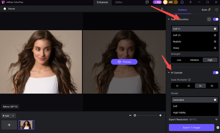FotorPea AI tools for enhancing different types of photos