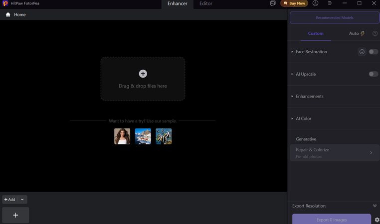fotorpea photo enhancement interface
