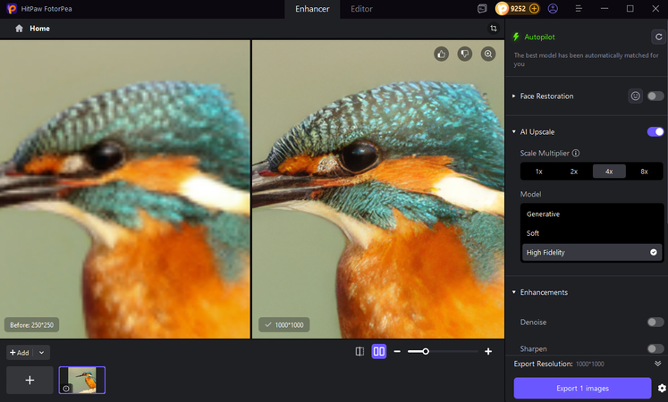 use fotorpea to upscale image