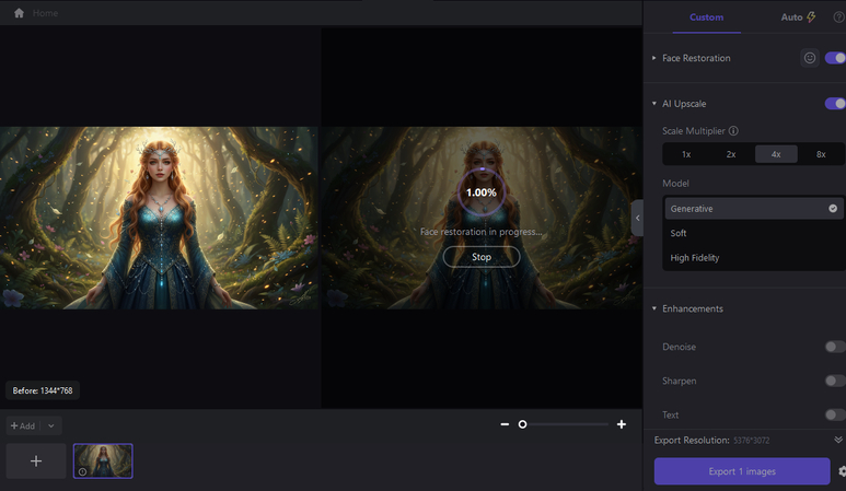 Set the output resolution to 4K in FotorPea