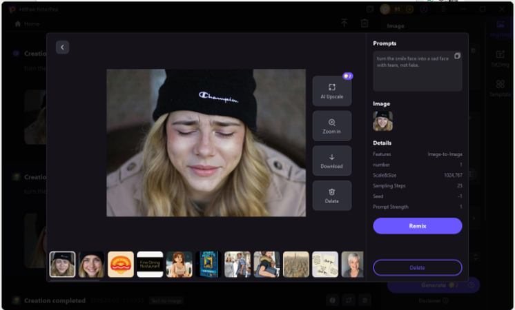 generate ai sad face